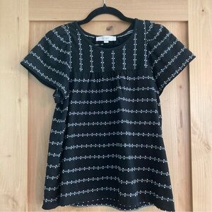 Loft Embroidered Flutter Sleeve Top